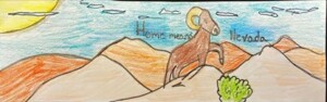 illustration of a Desert Bighorn Sheep in the Nevada Landscape